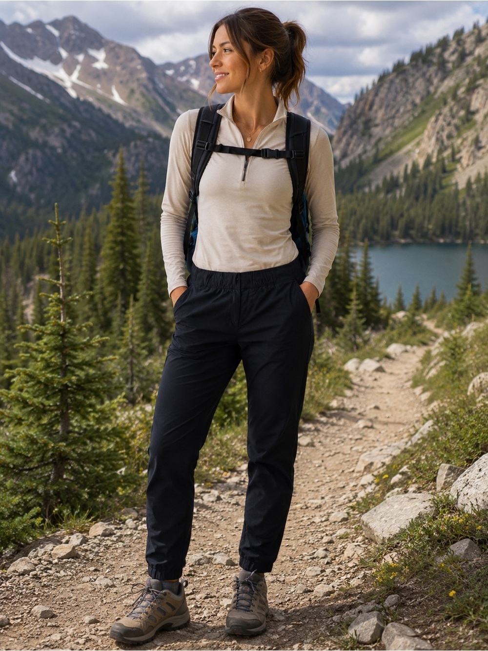 Columbia Black Hiking Joggers with Tapered Fit Size XS Outdoor Activewear Travel